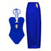 Women's Halter-Neck One-Piece Swimsuit with Hot Spring Wrap Skirt Set