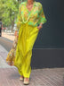 Vibrant green printed shirt and trousers set