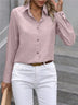 Casual Single-breasted Solid Color Color-blocked Long-sleeved Collared Shirt