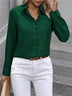 Casual Single-breasted Solid Color Color-blocked Long-sleeved Collared Shirt