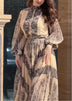 Ethnic-style printed high-neck button-down maxi dress (including belt)