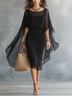 Elegant Black Chiffon Overlay Midi Dress