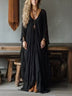 Black Lace V-neck Oversized Bohemian Maxi Dress