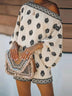 Baroque Print Off-Shoulder Lantern Sleeve Shorts Jumpsuit
