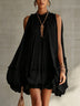 Black Halter Neck Ruffled Chiffon Bubble Mini Dress