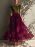 Olive Off Shoulder Top And Plum Lace Tulle Maxi Skirt Set