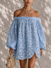 Blue Cutout Off-shoulder Puff Sleeve Mini Dress