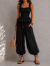 Black Pleated Camisole Top And Lantern Wide-leg Pants Suit