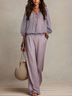 Lavender Purple Tie-front Shirt And Wide-leg Pants Suit
