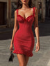 Chic Red And White Polka Dot Ruffled Mini Dress