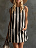 Retro Striped Sleeveless Round Neck Mini Dress