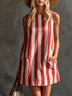 Retro Striped Sleeveless Round Neck Mini Dress