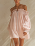 Light Pink Off-shoulder Zipper Chiffon Mini Dress