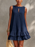 Navy Keyhole Sleeveless Ruffle Mini Dress
