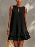 Black Keyhole Sleeveless Ruffle Mini Dress