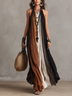 Halter Neck Color-blocked Gradient Sleeveless Chiffon Maxi Dress