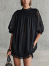 Black Tulle Puff Sleeve Ruffled Chiffon Mini Dress