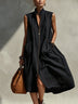 Black Sleeveless Zip-up Neckline Cutout Midi Dress