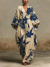 Japanese Crane Print art Kimono Kaftan Maxi Dress