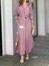 Elegant Long Sleeve Simple Shirt Dress