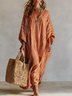 Bohemian V-Neck Striped Kaftan Maxi Dress