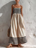Black And White Stripe Spaghetti Strap Maxi Dress