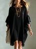 Black Chiffon Ruffled Sleeve Loose Silhouette Mini Dress