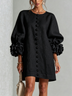 White Floral Button-down Mini Dress With Striking Floral Cuffs