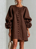 White Floral Button-down Mini Dress With Striking Floral Cuffs