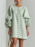 White Floral Button-down Mini Dress With Striking Floral Cuffs