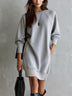 Grey Paneled Ribbed Relaxed-fit Sweatshirt Dress