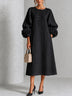 Black Floral Button-down Midi Dress With Striking Floral Cuffs