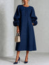 Navy Floral Button-down Midi Dress With Striking Floral Cuffs