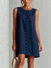 Navy Sleeveless Floral Button-front Mini Dress