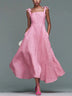 Pink Bow-Strap Square-Neck Maxi Dress