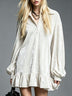 Velvet Mini Dress with Lantern Sleeves Ruffled Hem