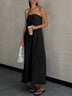 Strapless A-line Linen Long Dress