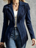 Faux Suede Slim-Fit Lapel Long-Sleeve Jacket with Fringe Detail