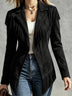 Faux Suede Slim-Fit Lapel Long-Sleeve Jacket with Fringe Detail