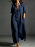 Minimalist Solid-color Short-sleeve Maxi Shirt Dress