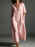 Minimalist Solid-color Short-sleeve Maxi Shirt Dress