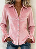 Velvet Button-Front Long-Sleeve Ruffled Shirt