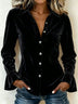 Velvet Button-Front Long-Sleeve Ruffled Shirt