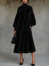 Black Velvet Midi Dress With Bow Detail And Lantern Sleeves