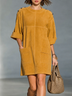 Ginger Yellow Faux Suede Mini Dress With Shoulder Buttons And Patch Pockets