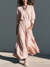 Pink Crew Neck Raglan Sweatshirt And Pocket Skirt Two-piece Set