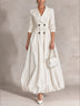 White Blazer Double-Breasted Balloon Hem Maxi Dress