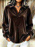 Velvet Collared V-Neck Blouse