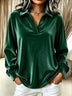 Velvet Collared V-Neck Blouse