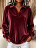 Velvet Collared V-Neck Blouse